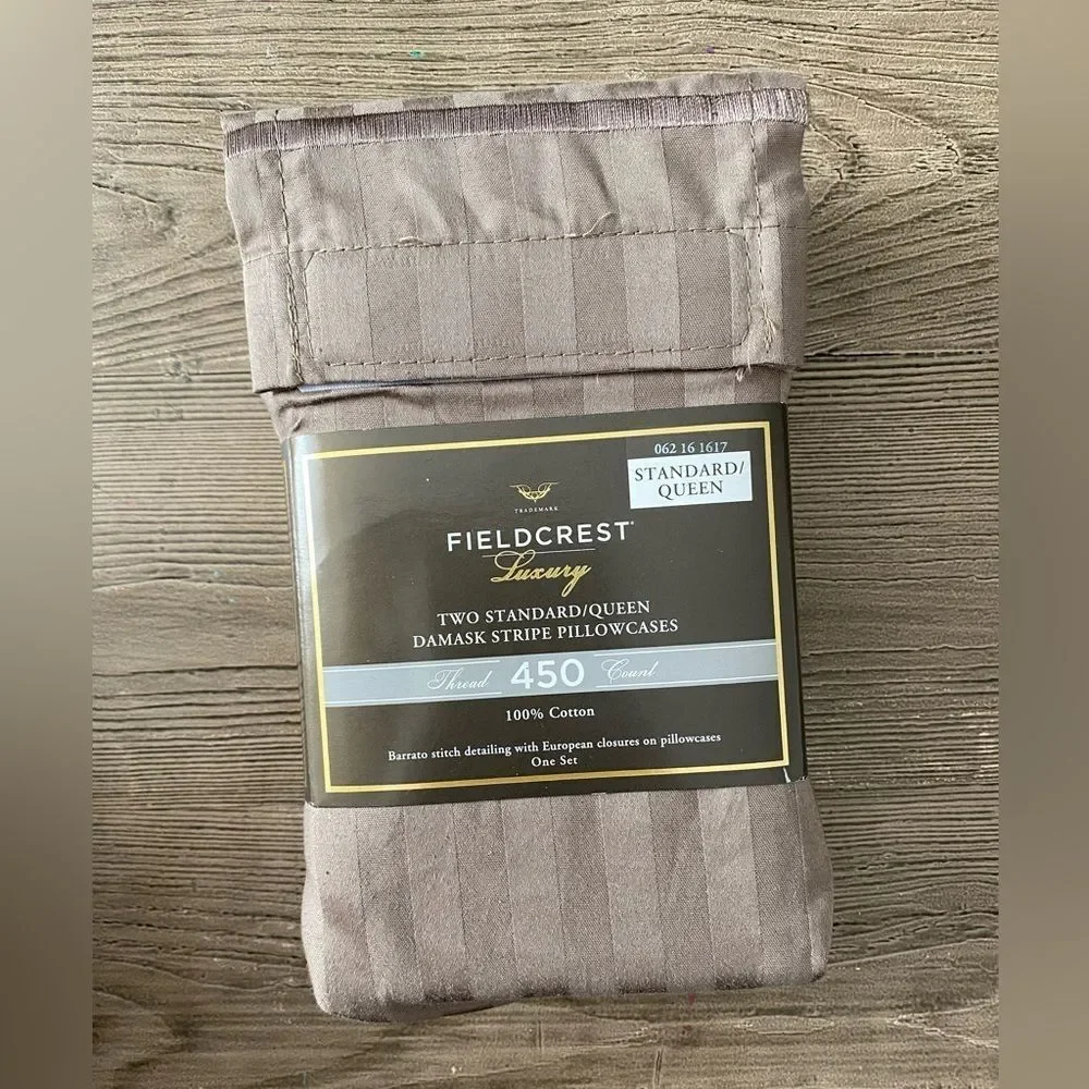 Fieldcrest Luxury Damask Stripe Pillowcases - Brown